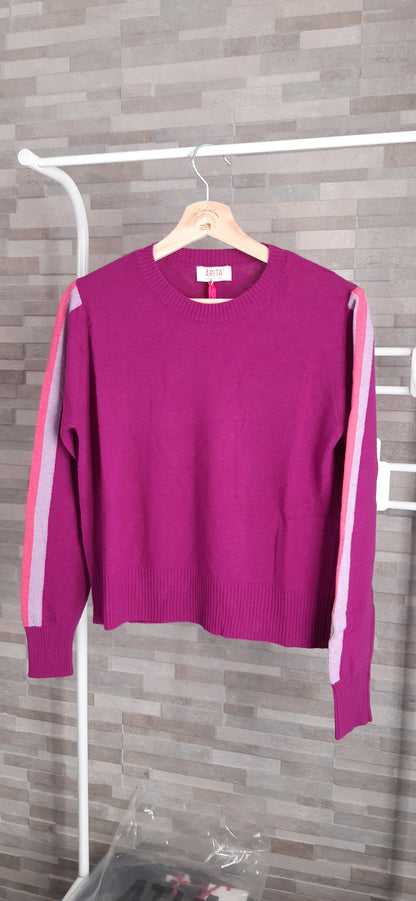 Maglione Maniche Righe Laterali