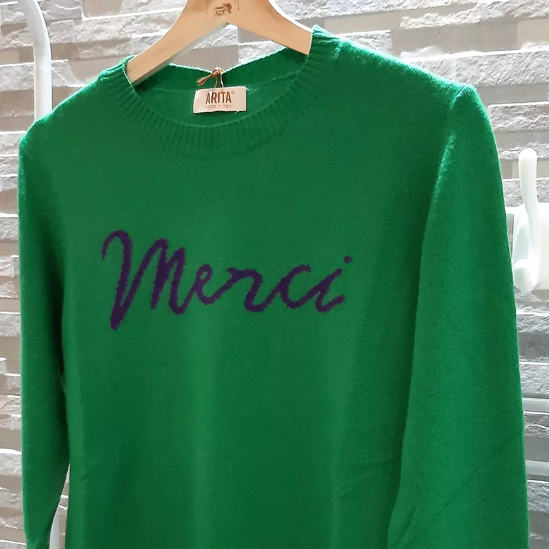 Maglione scritta "Merci"