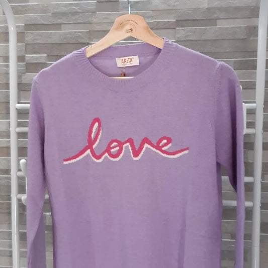 Maglione scritta "Love" corsivo